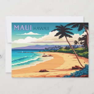Carte Maui Hawaii Kaanapali Beach Rétro Vintage
