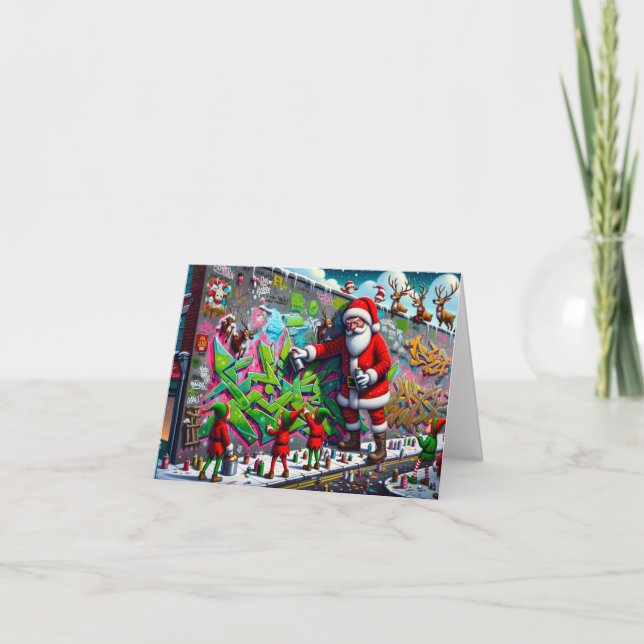 Carte Mauvais Père Noël Graffiti (Devant)