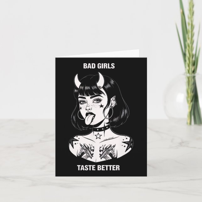 Carte Mauvaises Filles Goûter Meilleur Tatouage Diable H (Devant)