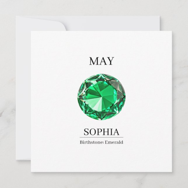 Carte May Emerald  Personalized Birthday Card (Devant)
