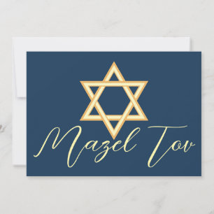Carte Mazel Tov Étoile de David, Bleu Jaune Or