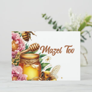 Carte Mazel Tov Félicitations, Abeilles à Miel