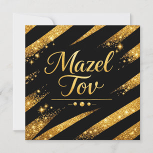 Carte Mazel Tov, Félicitations Juives Luxe Noir Or