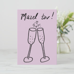Carte Mazel Tov Mariage Champagne Cheers Sketch Doodle