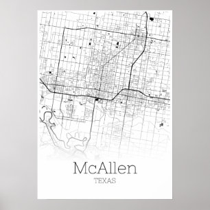 Carte McAllen - Texas - Affiche de la carte de la 