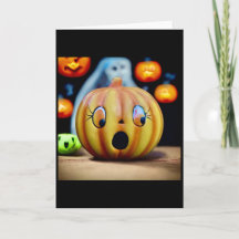 Carte MCM vintage Citrouille pétrifié Halloween