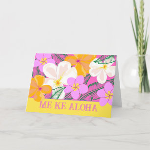 Carte Me Ke Aloha avec amour Plumeria Hawaiian Tropical