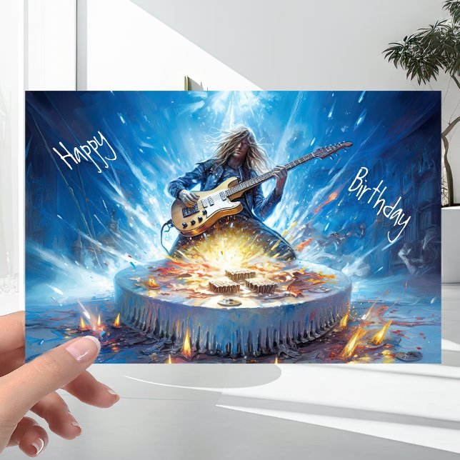 Carte Meavy Metal Music - Cool Rockin Guitarist Annivers (Créateur téléchargé)