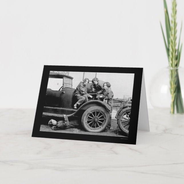Carte Mécaniciens automobiles 1927 de fille de lycée (Devant)
