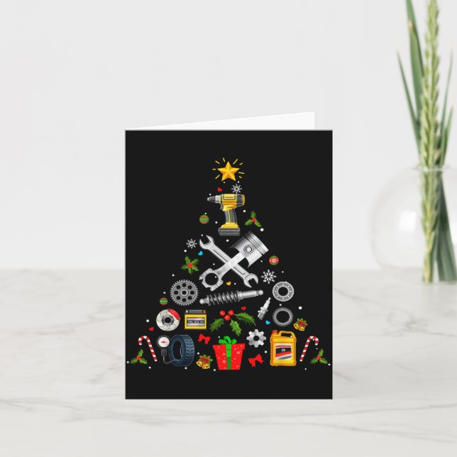 Carte Mechanic Christmas Ornament Tree In Garage Car Mec (Devant)