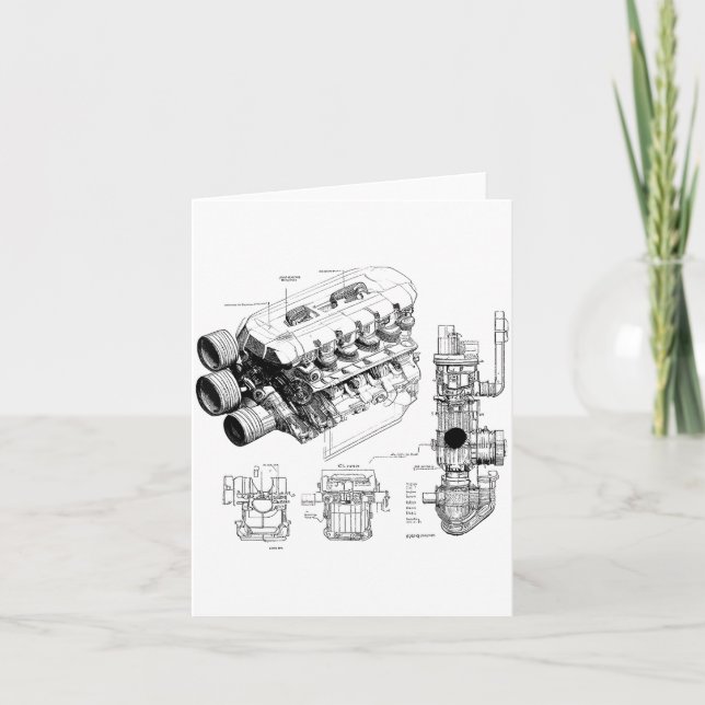 Carte Mechanics Car Enthusiast Men Engine Eces  (Devant)