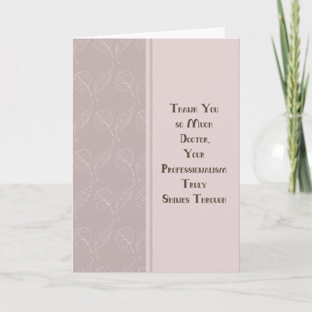 Carte Médecin Merci pour les soins aux patients atteints (Devant)