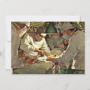 Carte Médecine vintage, médecins effectuant une chirurgi