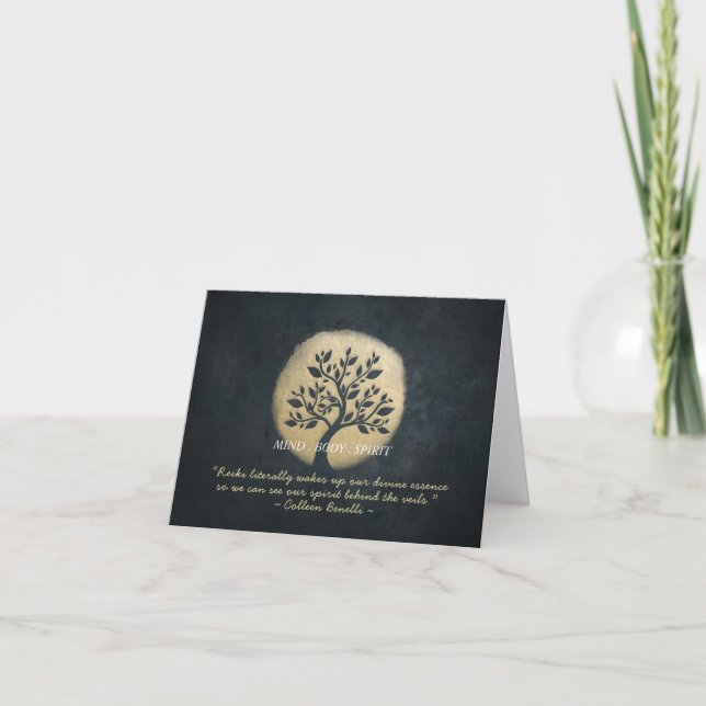 Carte Méditation au yoga Instructeur Black Gold Tree (Devant)