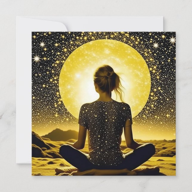 Carte Méditation féminine sous la lune céleste (Devant)