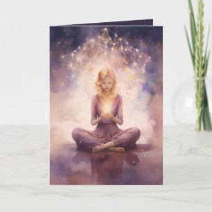 Carte Méditation Nuages célestes Bleu rose Anniversaire