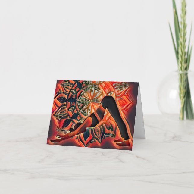 Carte Méditation Rouge Mandala Namaste Anniversaire spir (Devant)