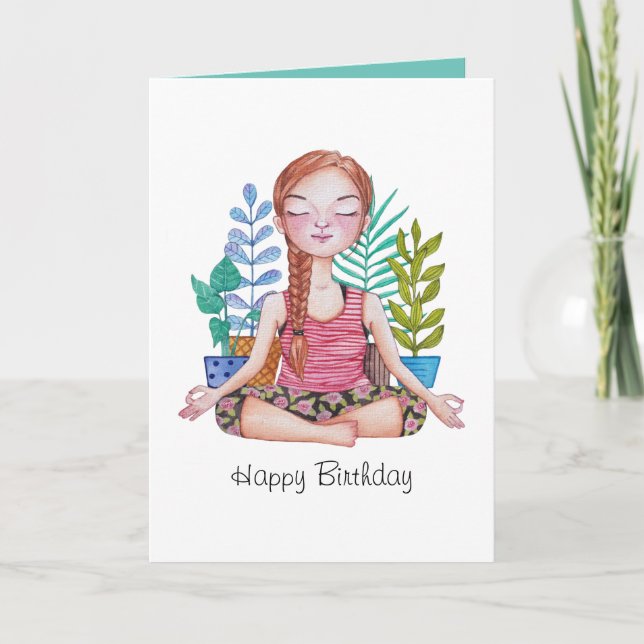 Carte Méditer la fille avec les Plantes (Devant)