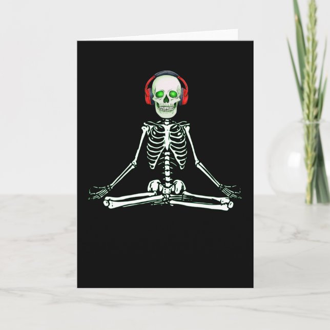 Carte méditer squelette namaste yoga cadeau pour ami (Devant)