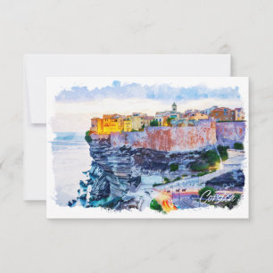 Carte Méditerranée Corse France Elégante aquarelle