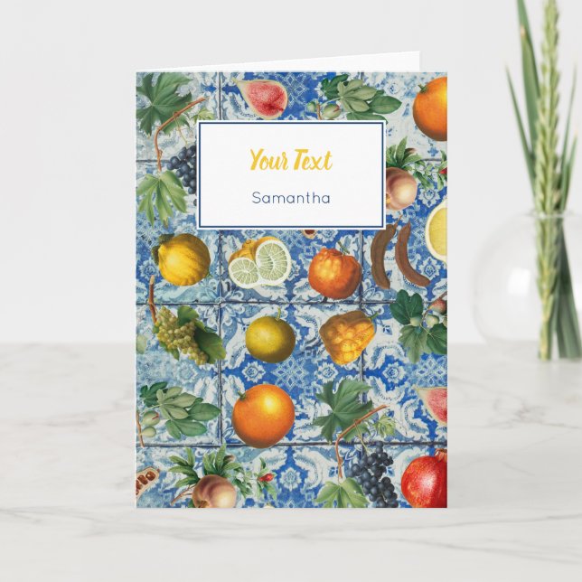 Carte Méditerranée Fruit Mosaïque Bleue (Devant)