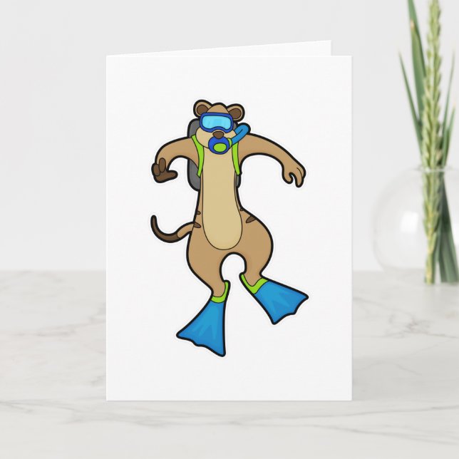 Carte Meerkat à la plongée avec lunettes de natation (Devant)
