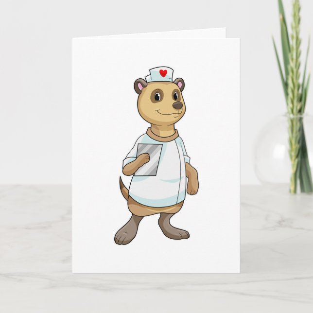 Carte Meerkat comme infirmière avec coeur (Devant)