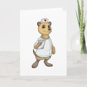 Carte Meerkat comme infirmière avec coeur