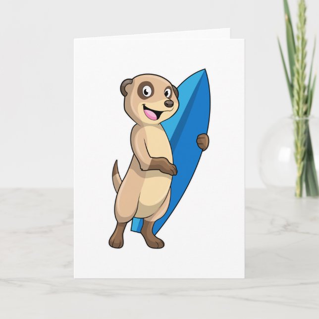 Carte Meerkat comme surfeur avec Surfer (Devant)