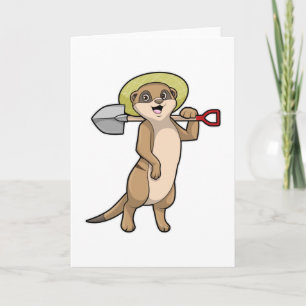 Carte Meerkat en tant que fermier avec Shovel