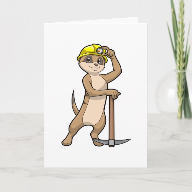 Carte Meerkat en tant que mineur avec Pickaxe (Devant)