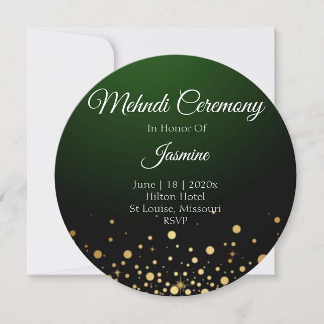 Carte Mehndi Green Populaire Mariage moderne (Devant)