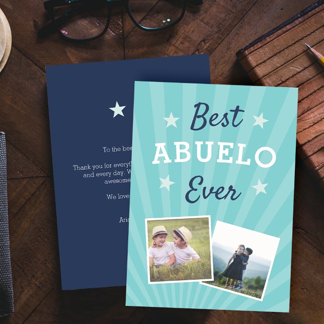 Carte Meilleur Abuelo jamais | Photo Fête des pères plat (Créateur téléchargé)