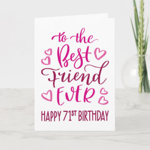Carte Meilleur Ami 71ème Anniversaire Typographie en ros