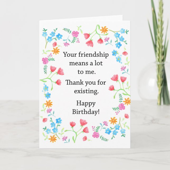 Carte Meilleur Ami Anniversaire Ami appréciation Floral (Devant)