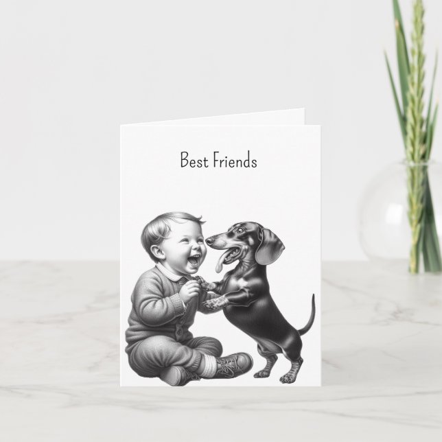 Carte Meilleur ami du dachshund vintage (Devant)