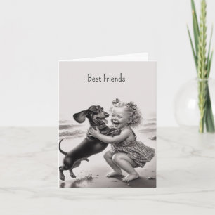 Carte Meilleur ami d'un dachshund vintage