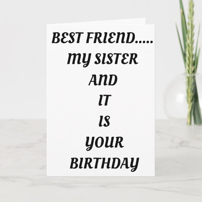 CARTE *MEILLEUR AMI ET SOEUR* NAISSANCE PRÊT À LA FÊTE (Devant)