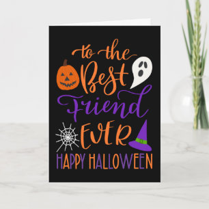 Carte Meilleur ami Halloween en orange et violet