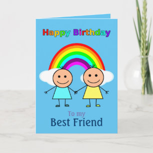 Carte Meilleur Ami Rainbow Personnalisé Anniversaire