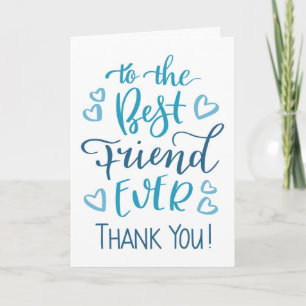 Carte Meilleur ami toujours Merci Typographie en bleu