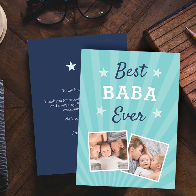 Carte Meilleur Baba jamais | Photo Fête des pères plat (Créateur téléchargé)