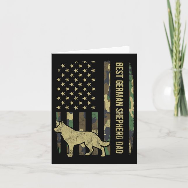 Carte Meilleur Berger Allemand Chien Papa Camouflage Amé (Devant)