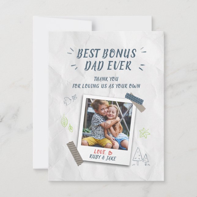 Carte Meilleur Bonus Papa Fête des pères Stepdad Photo p (Devant)