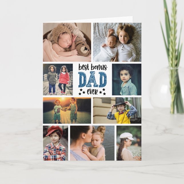 Carte Meilleur Bonus Papa Jamais Photo Collage Fête des  (Devant)