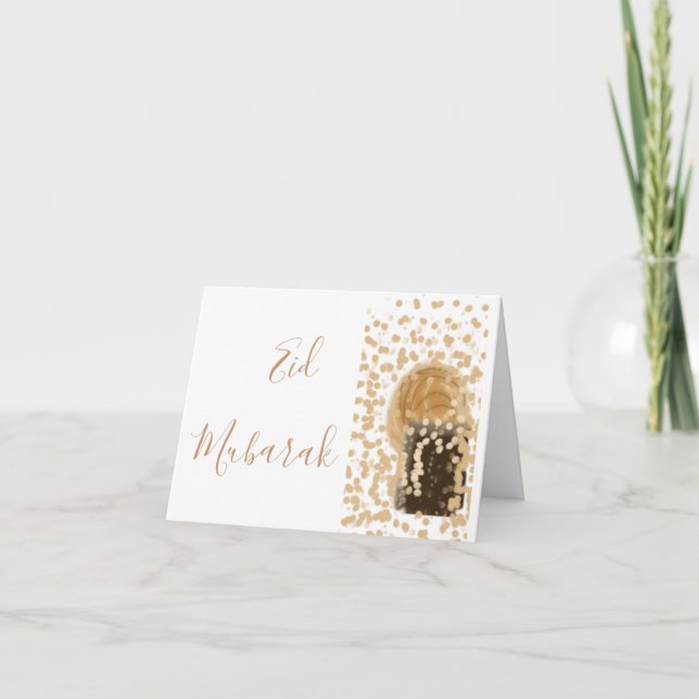 Carte meilleur chic doré élégant joyeux eid Mubarak (Devant)