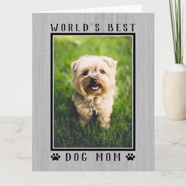 Carte Meilleur Chien au monde maman photo Rustic Joyeux  (Devant)