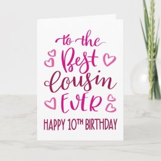 Carte Meilleur Cousin 10e anniversaire de typographie en