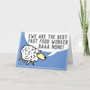 Carte Meilleur Fast Food Worker Bar Aucun - Sheep Pun