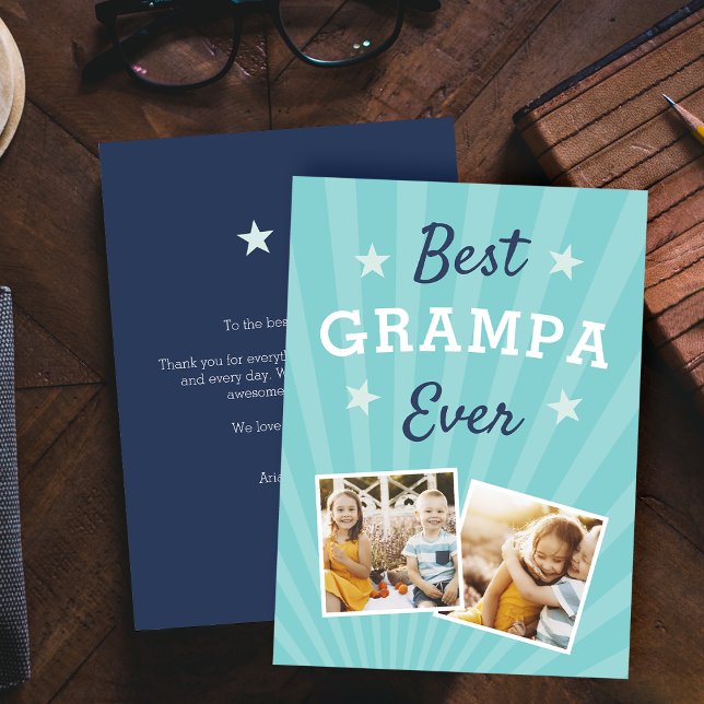 Carte Meilleur Grampa | Photo Fête des pères plat (Créateur téléchargé)